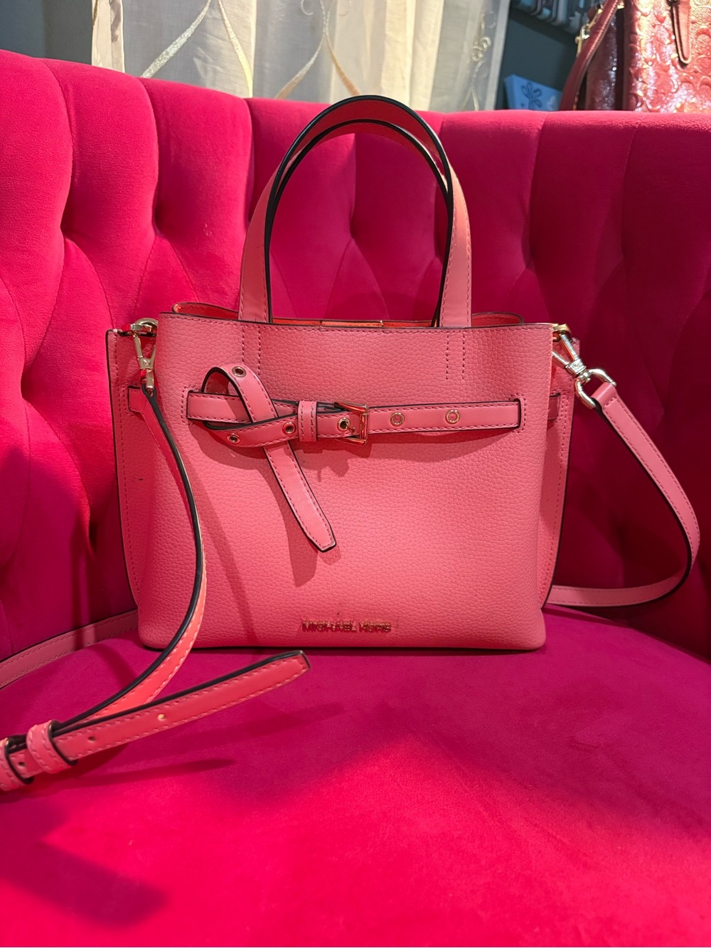 Michael Kors Coral Pink Leather Satchel